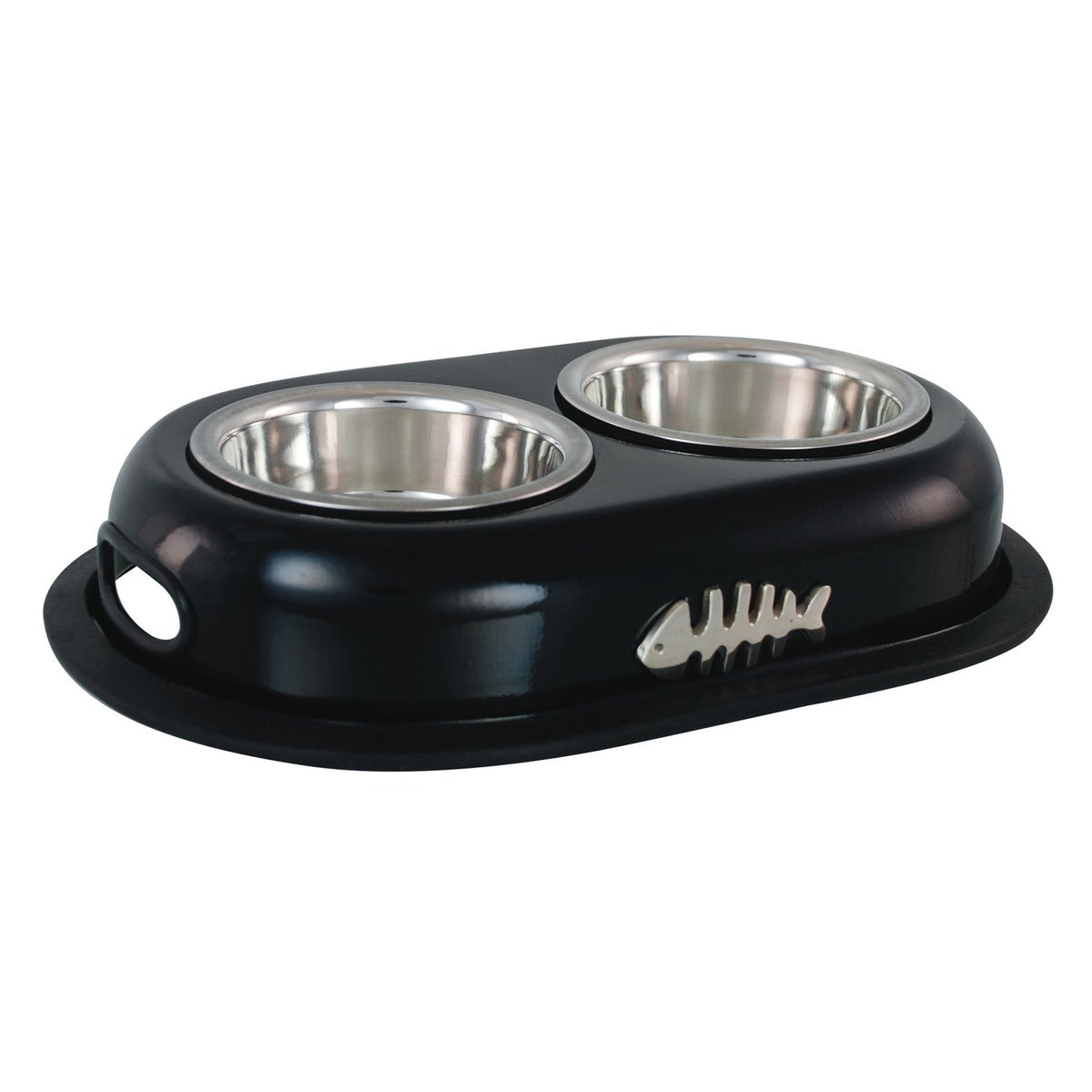 Buckingham Stainless Steel Double Pet Bowl Black